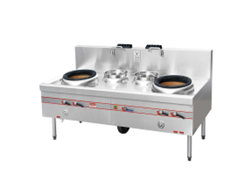 粤式-搪砖商用灶系列-搪砖双炒双温灶